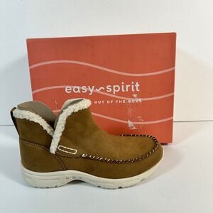 New in Box Easy Spirit Brown Faux Suede Faux Fur Lined Slip-On Booties‎ 7M